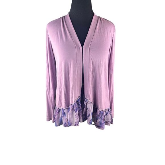 LOGO by Lori Goldstein Cardigan small Size Purple Rayon  Hook Eye Front - Picture 2 of 6